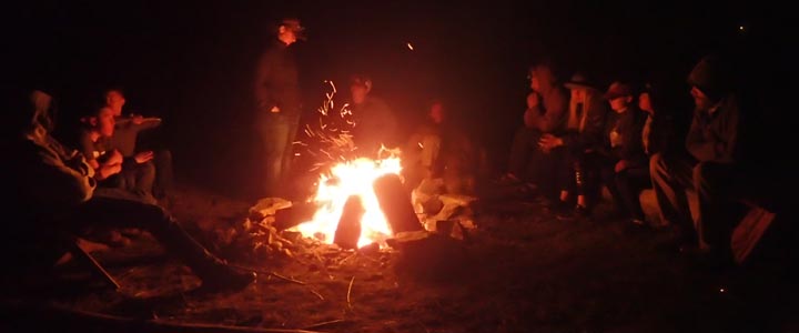 Storytelling around the fire.