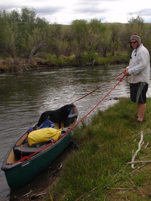 Preparing to launch canoe.
