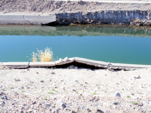 Concrete lined Gila River.