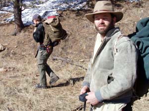 Thomas Elpel hiking in Custer National Forest.
