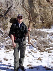 Travis with huge elk antler.