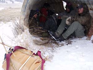 Resting culvert out of wet winter weather.