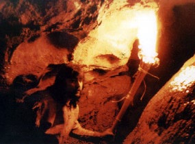 Lighted cave.